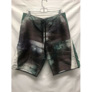 RS Surf Swim Trunks Shorts Mens Size 32 Green/Black Swimwear